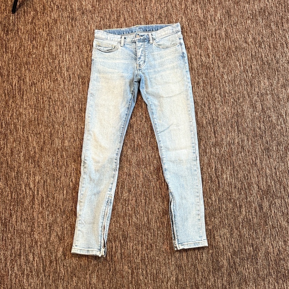 MNML Men’s Biker Ankle Zip Skinny Jeans light wash Size 29